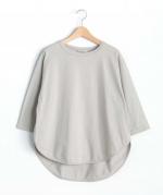 スープレコットン天竺　裾ラウンド7分袖ロングT