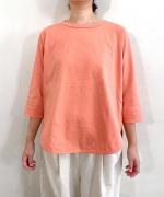 スープレコットン天竺　裾ラウンド7分袖ロングT