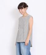 スープレコットンボーダー天竺　裾ラウンドタンクトップ