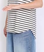 スープレコットンボーダー天竺　裾ラウンドタンクトップ