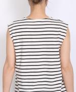 スープレコットンボーダー天竺　裾ラウンドタンクトップ