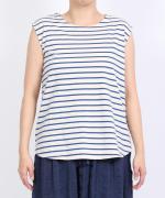 スープレコットンボーダー天竺　裾ラウンドタンクトップ