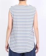 スープレコットンボーダー天竺　裾ラウンドタンクトップ