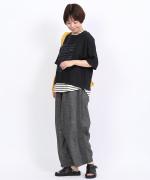 スープレコットンボーダー天竺　裾ラウンドタンクトップ