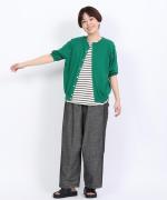 スープレコットンボーダー天竺　裾ラウンドタンクトップ