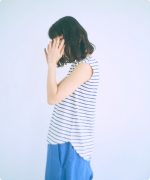 スープレコットンボーダー天竺　裾ラウンドタンクトップ