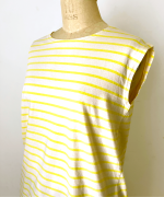 スープレコットンボーダー天竺　裾ラウンドタンクトップ