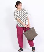 スープレコットンボーダー天竺　裾ラウンド半袖ロングT