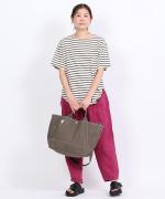 スープレコットンボーダー天竺　裾ラウンド半袖ロングT