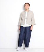 スープレコットン天竺　裾ラウンド半袖ロングT