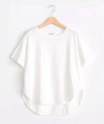 スープレコットン天竺　裾ラウンド半袖ロングT