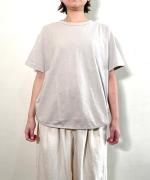 スープレコットン天竺　裾ラウンド半袖ロングT