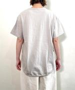 スープレコットン天竺　裾ラウンド半袖ロングT