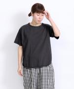 スープレコットン天竺　裾ラウンド半袖ロングT