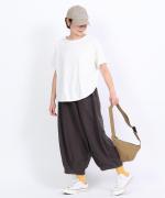 スープレコットン天竺　裾ラウンド半袖ロングT