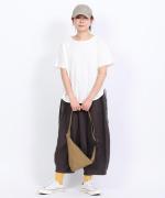 スープレコットン天竺　裾ラウンド半袖ロングT