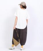 スープレコットン天竺　裾ラウンド半袖ロングT