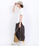 スープレコットン天竺　裾ラウンド半袖ロングT