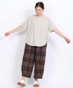 スープレコットン天竺　裾ラウンド半袖ロングT