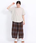 スープレコットン天竺　裾ラウンド半袖ロングT