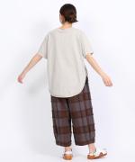 スープレコットン天竺　裾ラウンド半袖ロングT