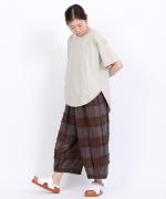 スープレコットン天竺　裾ラウンド半袖ロングT