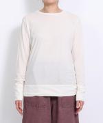 フェザリーコットン天竺　クルーネック長袖