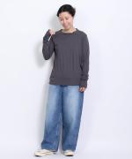 フェザリーコットン天竺　クルーネック長袖