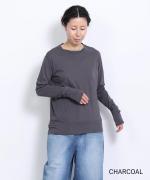 フェザリーコットン天竺　クルーネック長袖