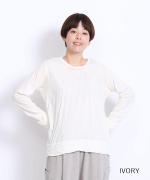 フェザリーコットン天竺　クルーネック長袖