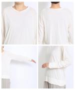 フェザリーコットン天竺　クルーネック長袖