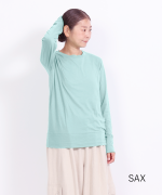 フェザリーコットン天竺　クルーネック長袖