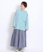 コットンスラブボーダー　ビッグ長袖Tシャツ