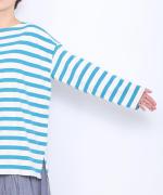 コットンスラブボーダー　ビッグ長袖Tシャツ