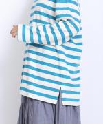 コットンスラブボーダー　ビッグ長袖Tシャツ