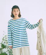 コットンスラブボーダー　ビッグ長袖Tシャツ