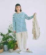 コットンスラブボーダー　ビッグ長袖Tシャツ