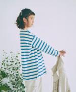 コットンスラブボーダー　ビッグ長袖Tシャツ