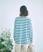 コットンスラブボーダー　ビッグ長袖Tシャツ