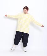 コットンスラブボーダー　ビッグ長袖Tシャツ