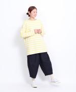 コットンスラブボーダー　ビッグ長袖Tシャツ