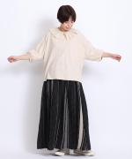 コットンリネン天竺×コットンヘンプガーゼ　フリルカラープルオーバー