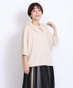 コットンリネン天竺×コットンヘンプガーゼ　フリルカラープルオーバー