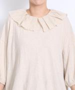 コットンリネン天竺×コットンヘンプガーゼ　フリルカラープルオーバー