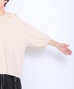 コットンリネン天竺×コットンヘンプガーゼ　フリルカラープルオーバー