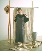 コットンリネン天竺×コットンヘンプガーゼ　フリルカラープルオーバー