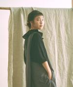 コットンリネン天竺×コットンヘンプガーゼ　フリルカラープルオーバー