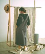 コットンリネン天竺×コットンヘンプガーゼ　フリルカラープルオーバー