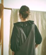 コットンリネン天竺×コットンヘンプガーゼ　フリルカラープルオーバー