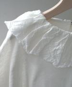 コットンリネン天竺×コットンヘンプガーゼ　フリルカラープルオーバー